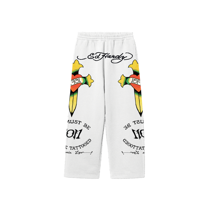 1of1 Ed Hardy "Love Is A Gamble" Off White Sweatpants
