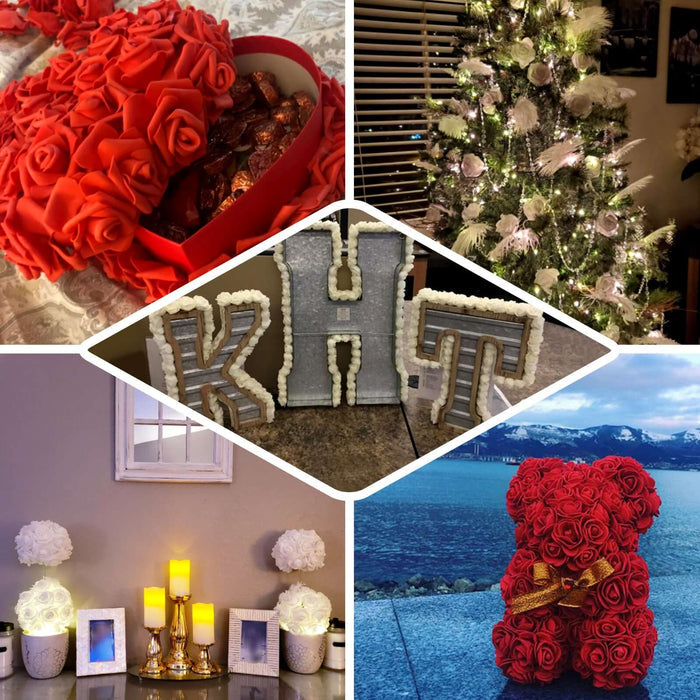 Collage of decorative floral arrangements and themed gifts for special occasions.