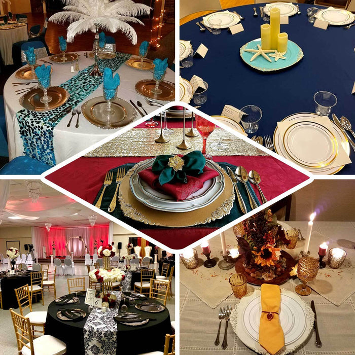Elegant table settings for various occasions with decorative elements and centerpieces.