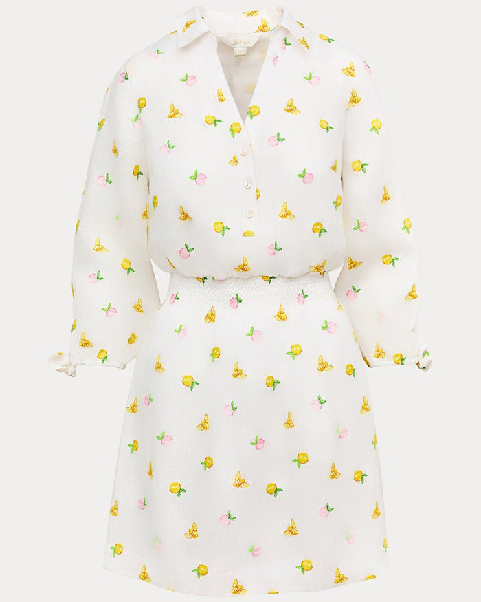 Lilly Pulitzer - Abralynn Linen Shirtdress - Pink Muse Lemon Bee Half Drop