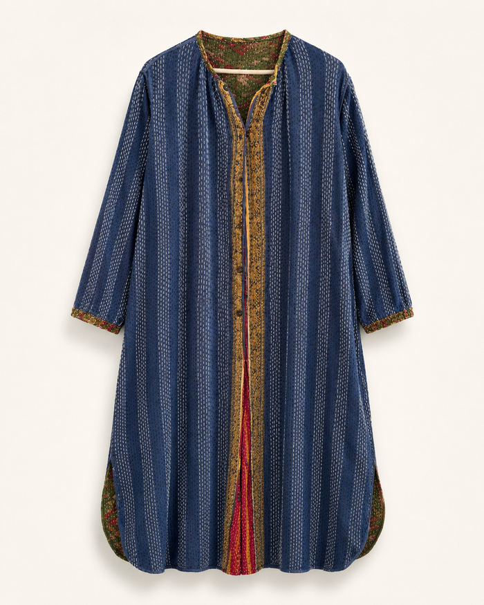 aira jacket dress - vintage kantha silk cotton (sample)