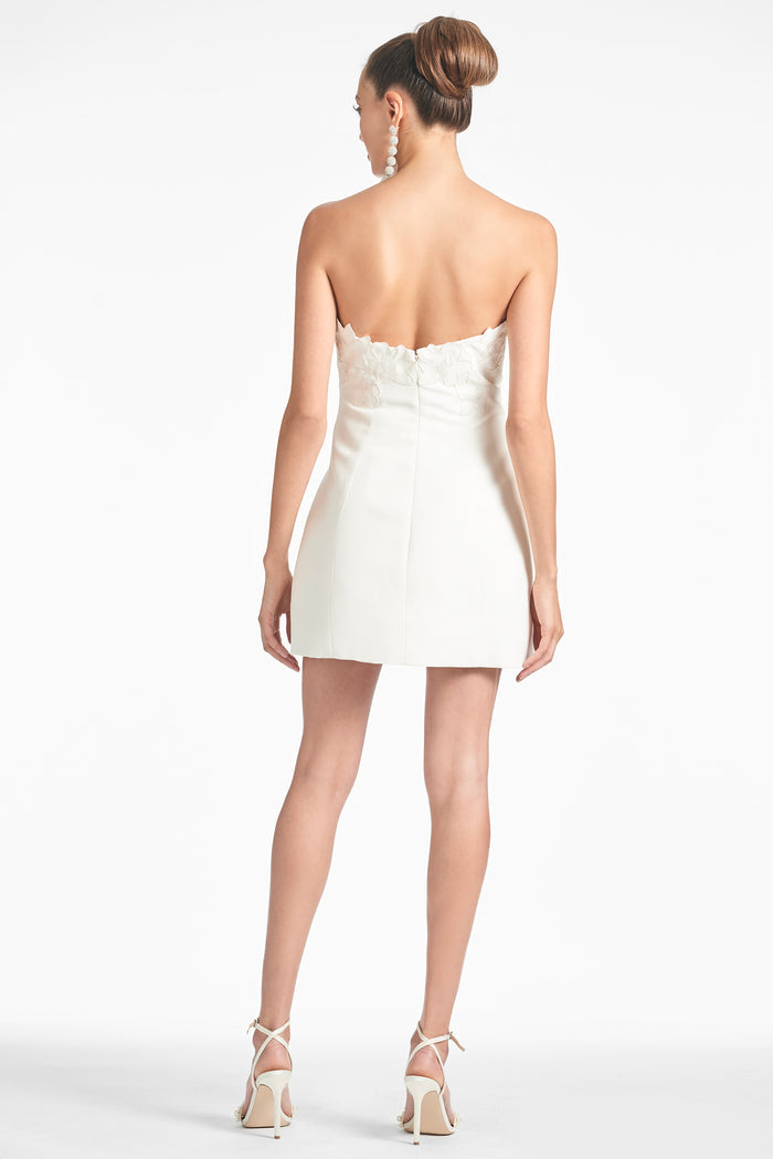 ALANNA IVORY FAILLE FIT AND FLARE DRESS