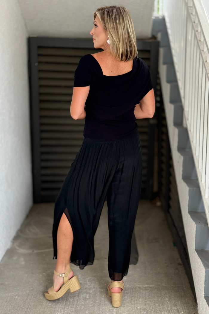 Bella Notte Italian Silk Slit Pants