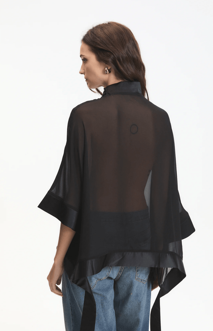 Black Carter Sheer Blouse - Amor Lafayette