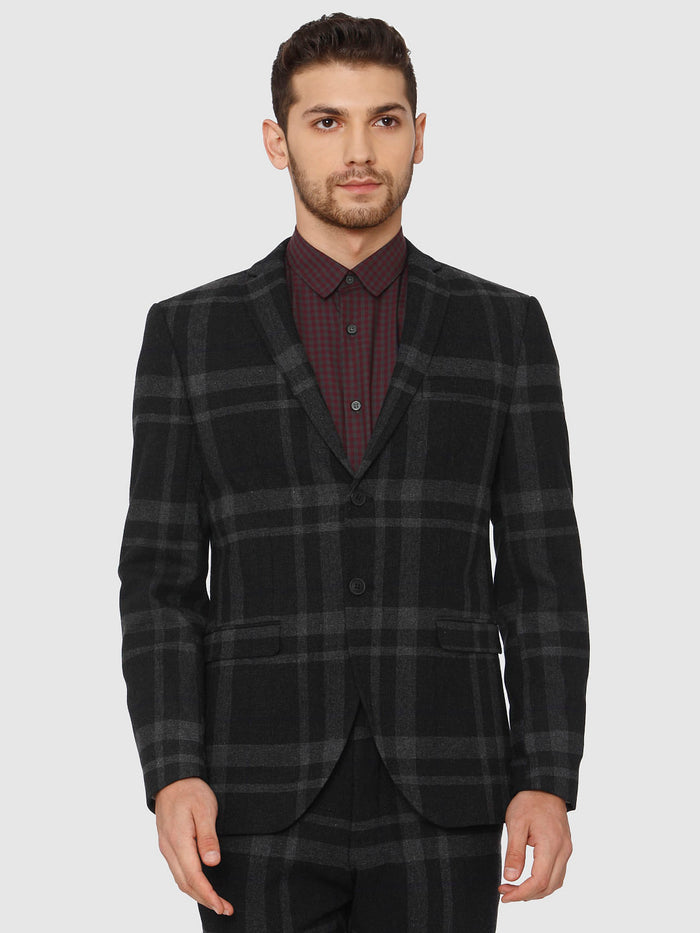 Black Check Print Blazer