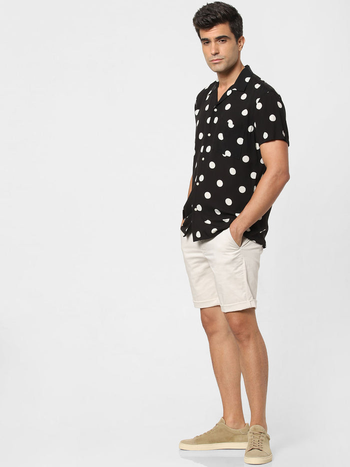 Black Polka Dot Short Sleeves Shirt