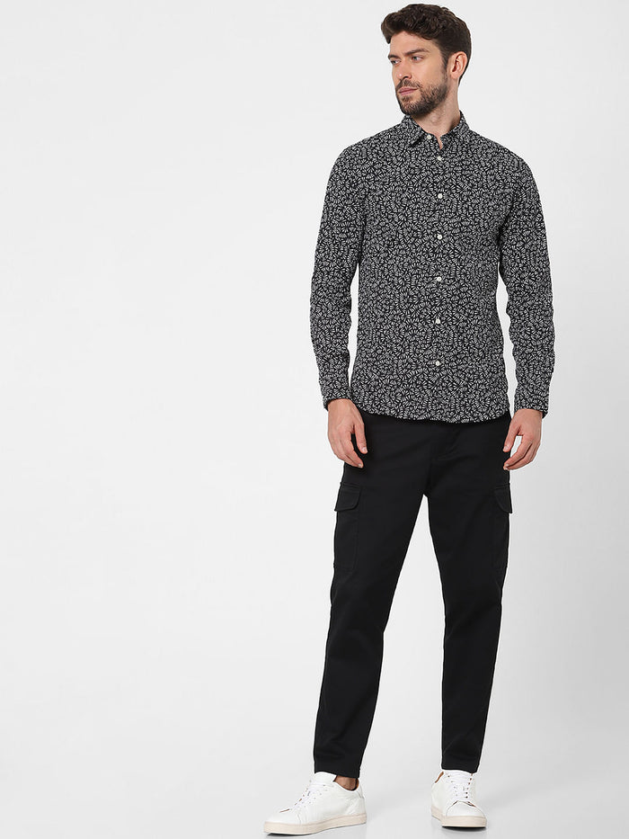 Black Printed Full Sleeves Shirt
