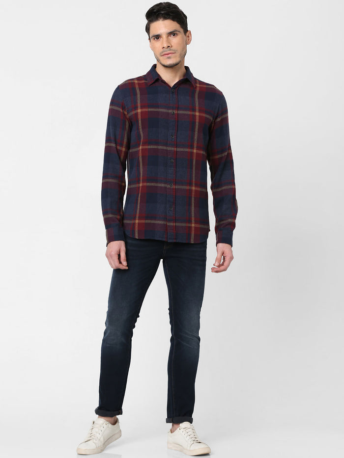 Blue Check Print Full Sleeves Shirt