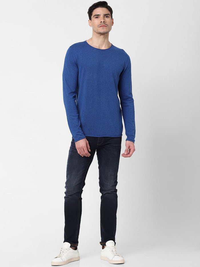 Blue Raw Edge Pullover