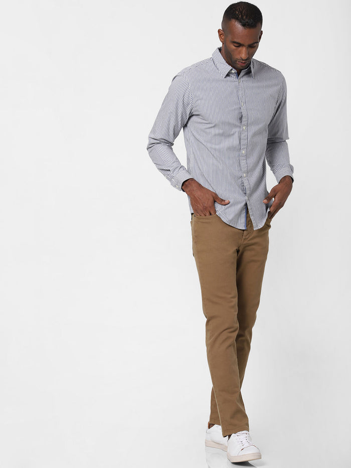 Blue Striped Full Sleeves Shirt