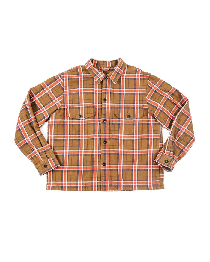 Plaid shirt with brown pattern on a white background