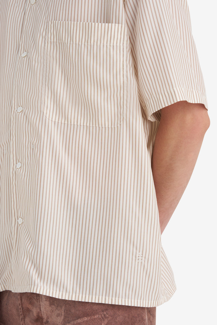 CAMP COLLAR SHIRT STRIPED 42 / OFF WHITE