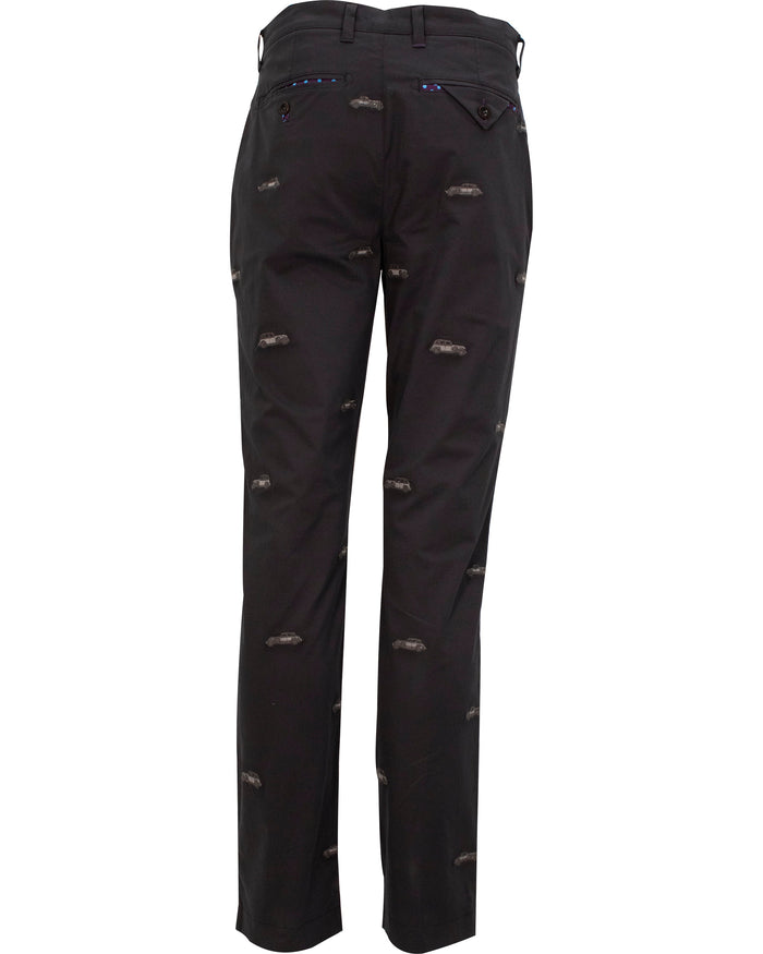 Charles Cars Embroidery Black Pants
