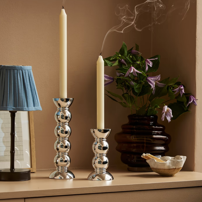 Chrome Bobbin Candlestick Large