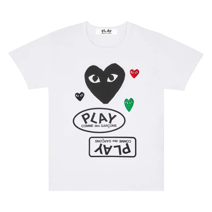 COMME DES GARCONS PLAY Multi Logo Short-Sleeve T-Shirt - White - AZ-T282-051-1
