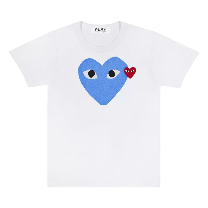 COMME DES GARCONS PLAY Red Emblem Heart T-Shirt - White/Blue - AZ-T106-051_2