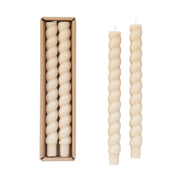 Cream Twisted Taper Candle Set - Becket Hitch