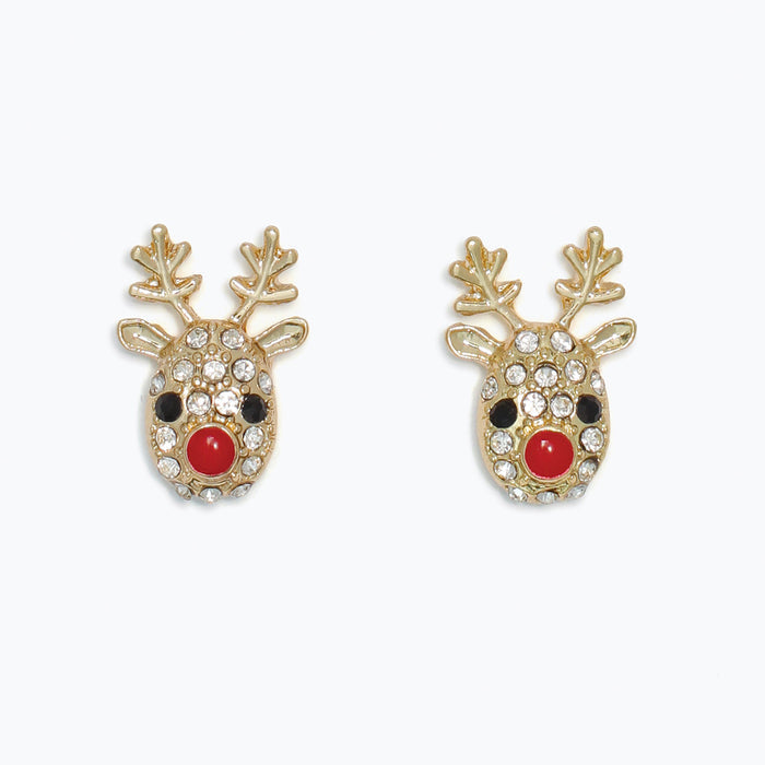 Crystal Studded Rudolph Earrings