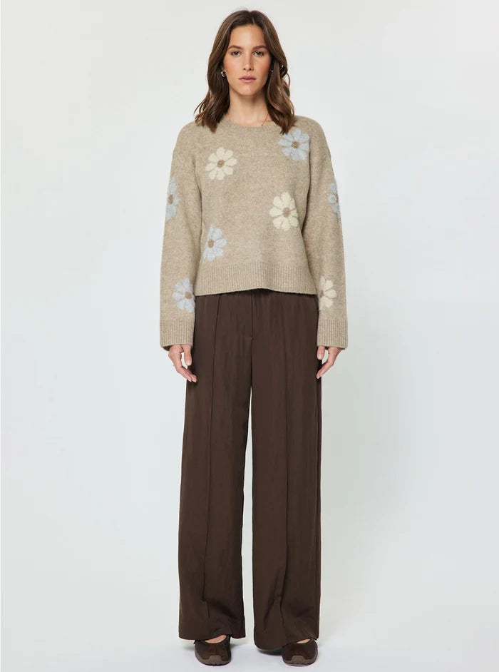 Daisy Floral Long Sleeve Knit Sweater