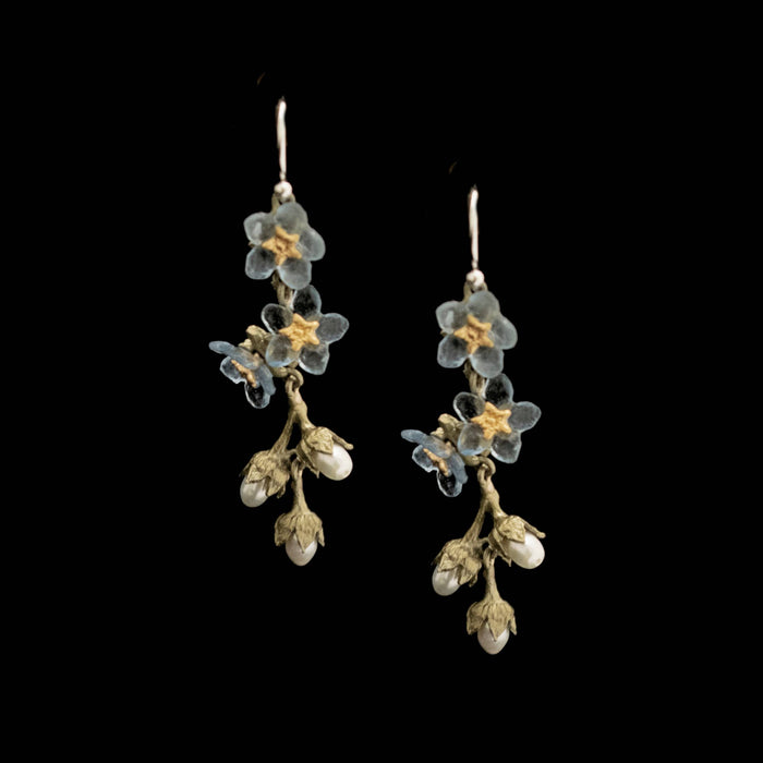 Forget Me Not Triple Flower & Pearl Dangle Wire Ear