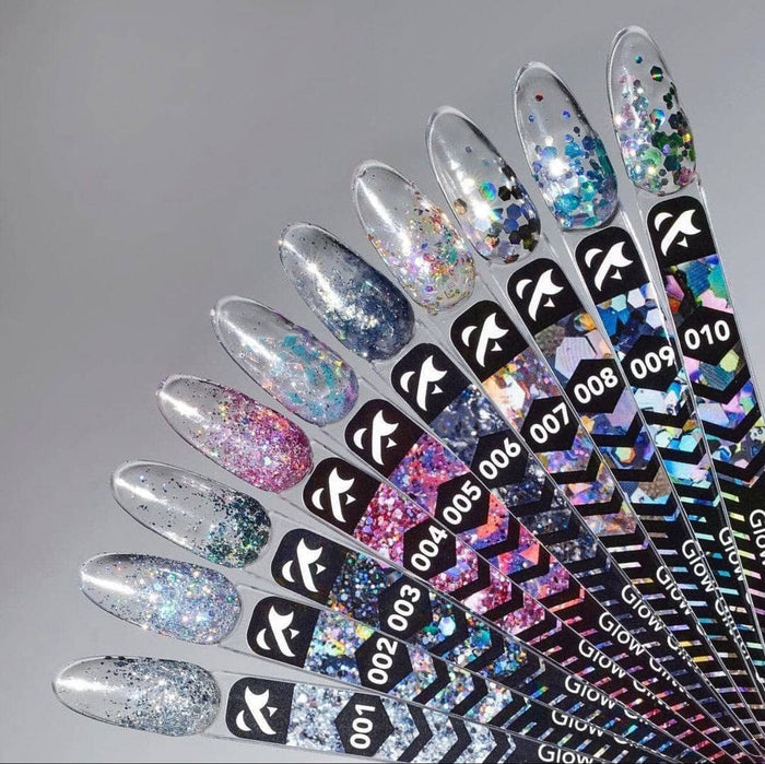 F.O.X Glow Glitter Gel — Nail Swatch Sticks (set of 10) F.O.X
