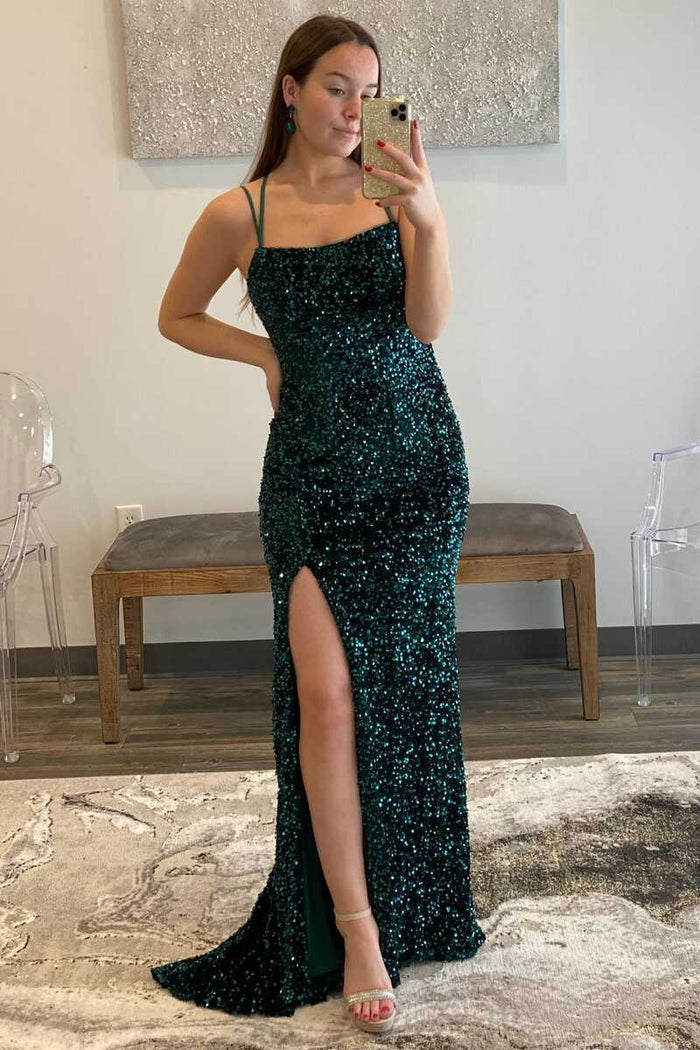 Fuchsia Sequins Mermaid Long Formal Dress