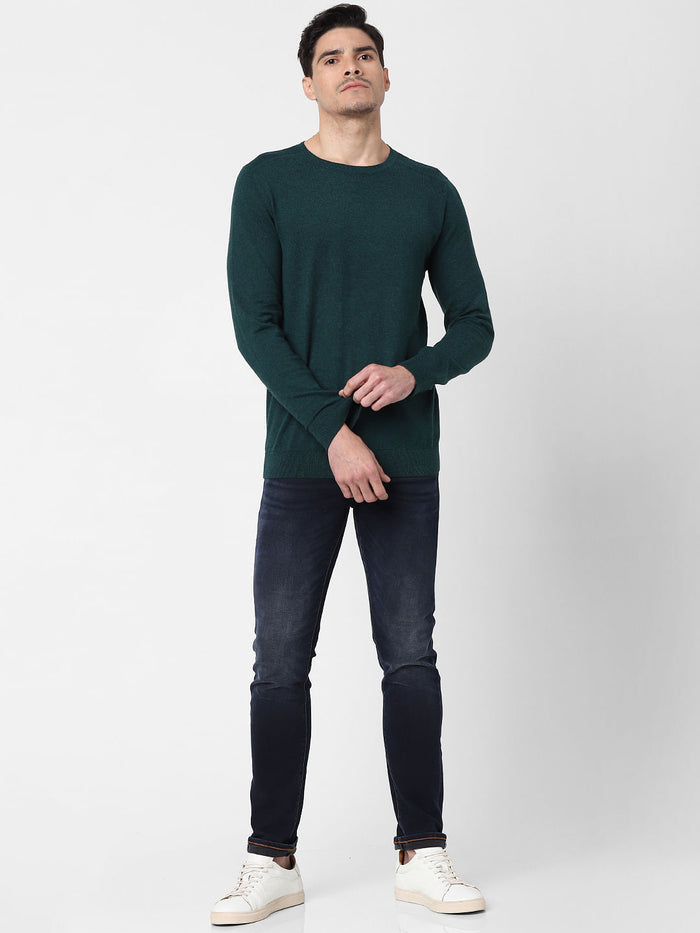 Green Crew Neck Pullover