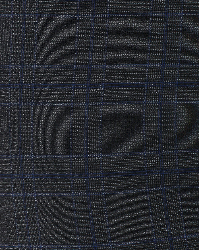 Grey Check Formal Slim Fit Trousers