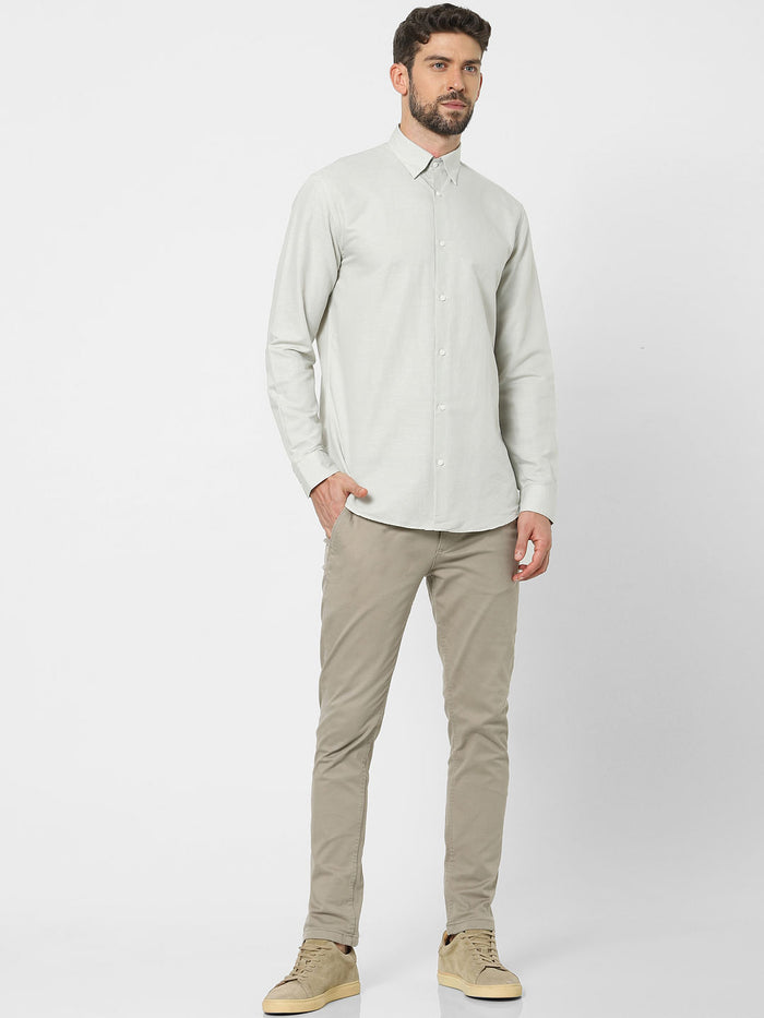 Grey Linen Blend Full Sleeves Shirt