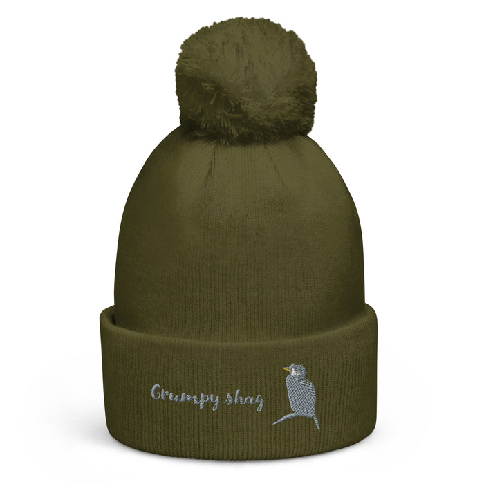 Grumpy shag double layer Pom pom beanie