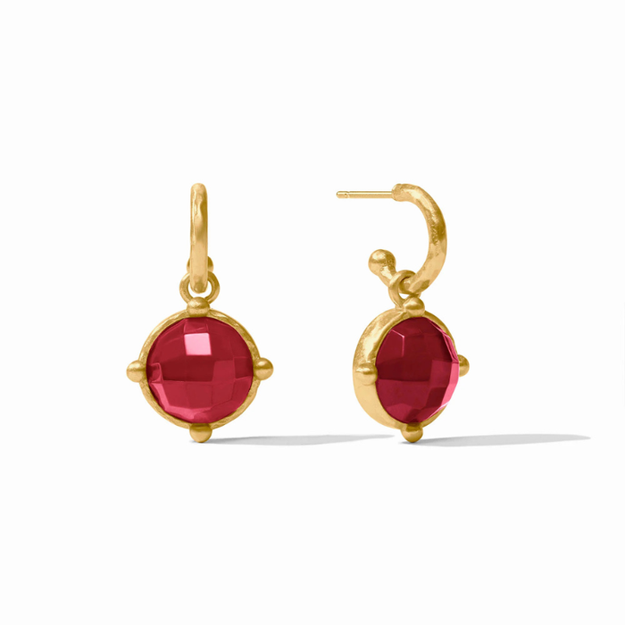 Honeybee Hoop & Charm Earring Iridescent Ruby Red - Becket Hitch