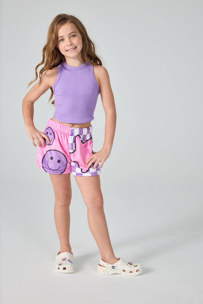 Iscream - Ribbed Cropped Racer Back Top - Vivid Violet (Final Sale)