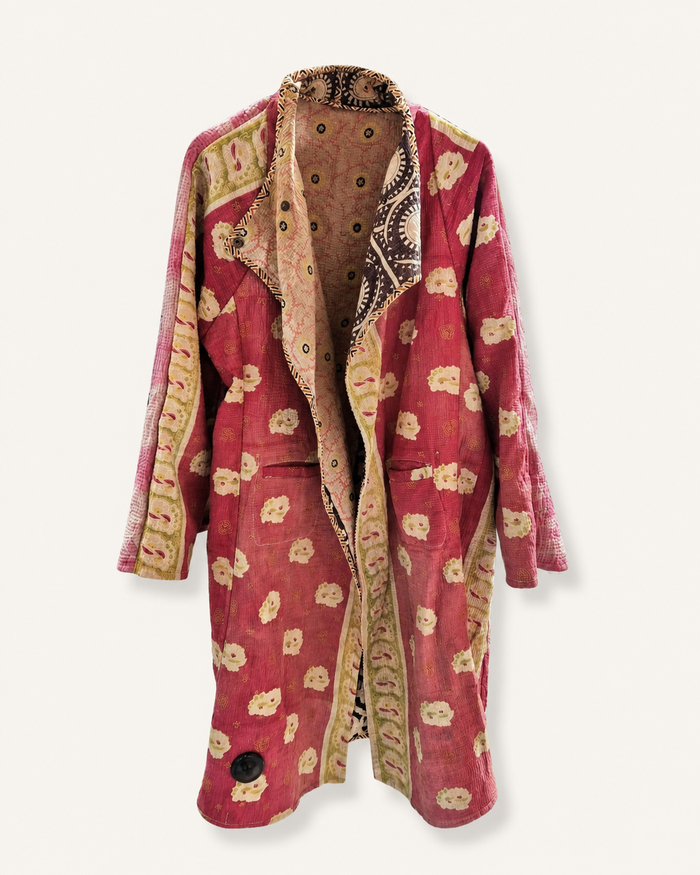kantha vintage long coat kanu studio sample (no waste)