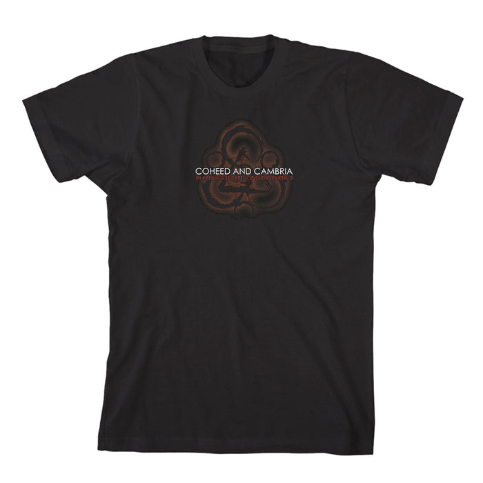 Black t-shirt with Coheed and Cambria logo centered, and the bands name in white text across the logo.