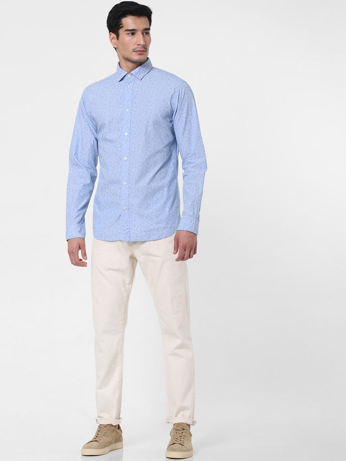 Light Blue Floral Print Shirt