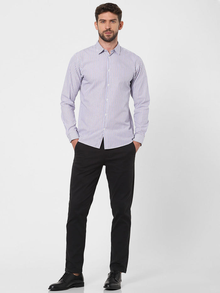 Light Blue Striped Full Sleeves Shirt
