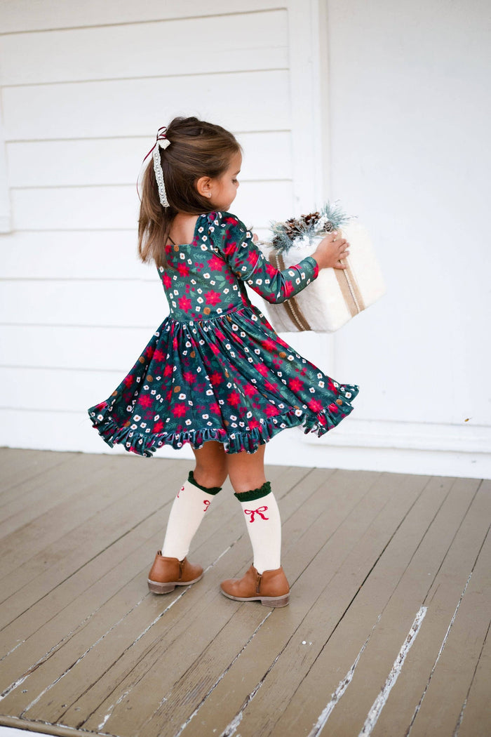 Little Stocking Co. Lace Top Knee High Socks - Vanilla Bow (Final Sale)