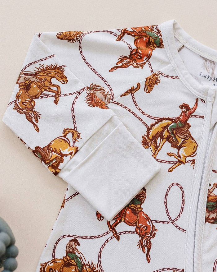 Lucky Panda Kids Bamboo Zip Romper - Rodeo Club