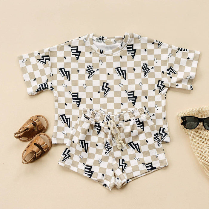 Lucky Panda Kids Shorts Set - Summer Bolts (Final Sale)