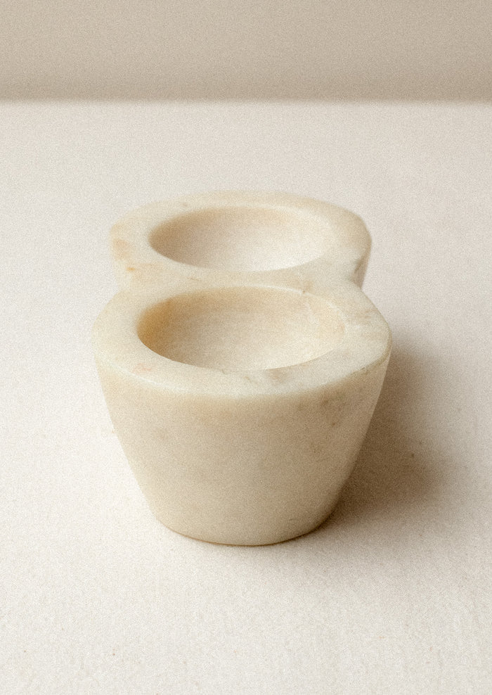 A marble double salt cellar.