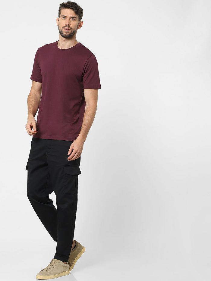 Maroon Organic Cotton Crew Neck T-Shirt