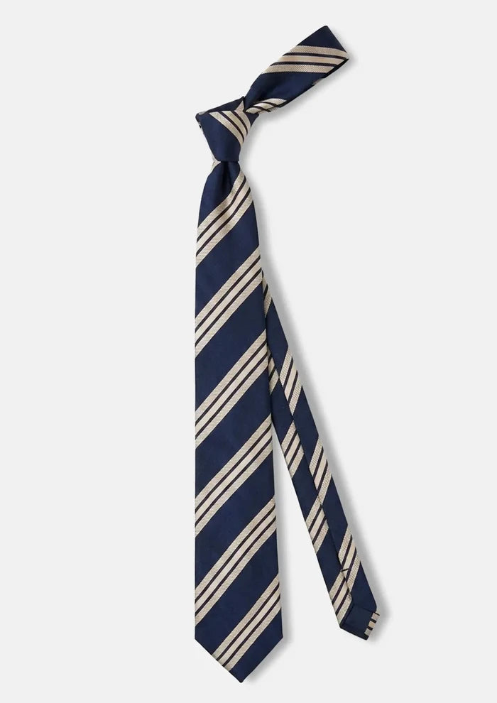 Navy Blue Alternating Stripe Tie - SARTORO