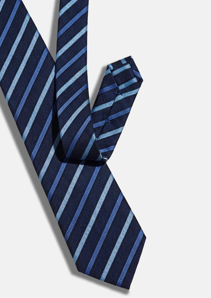 Navy Bordered Stripe Tie - SARTORO