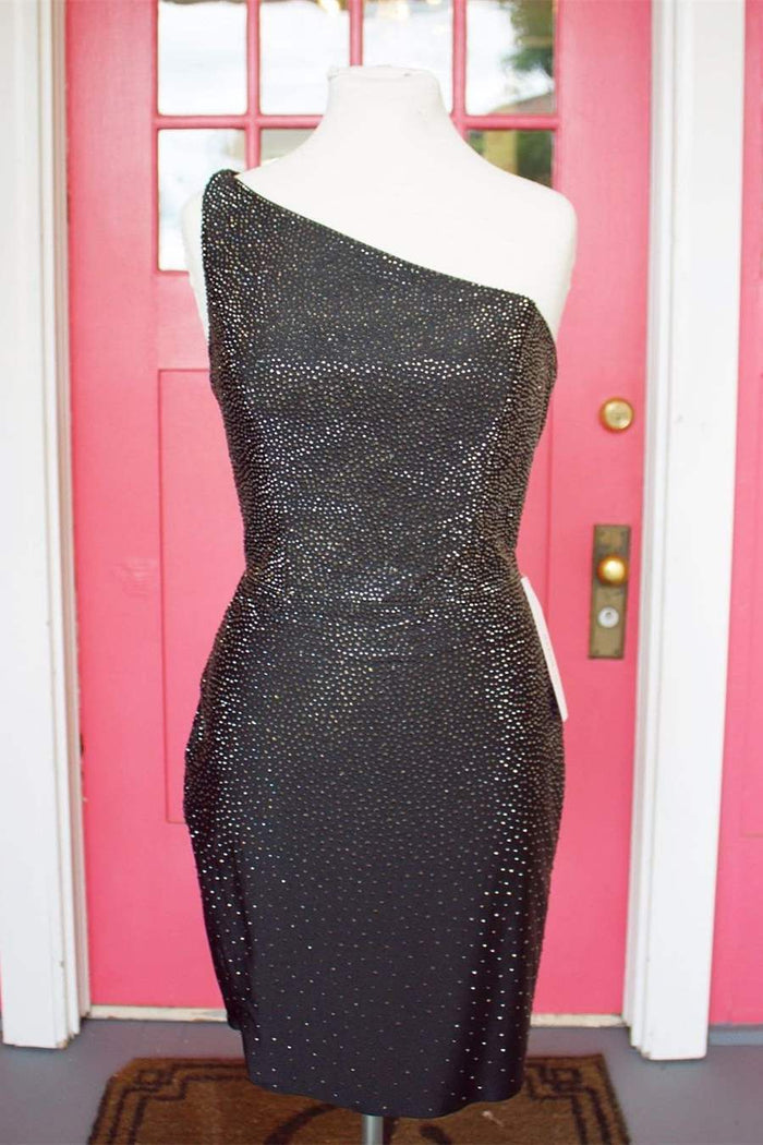 One Shoulder Rhinestones Sleeveless Tight Homecoming Dress