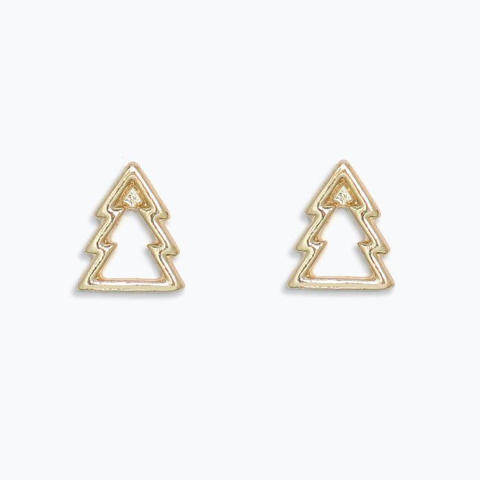 Open Gold Christmas Tree Earrings