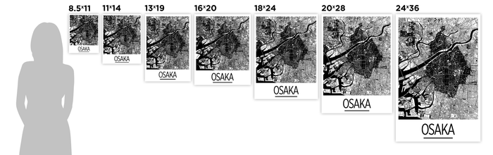 Osaka Map Poster - japan Map Print - Art Deco Series
