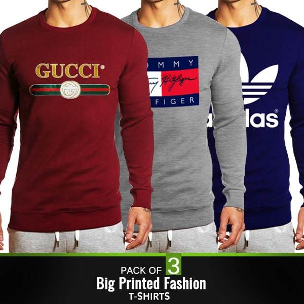 PACK OF 3 BIG PRINTED FASHION T-SHIRTS - Dubai Offers Today