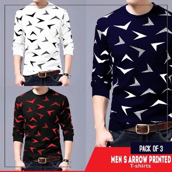 PACK OF 3 MENS ARROW PRINTED T-SHIRTS - Dubai Offers Today