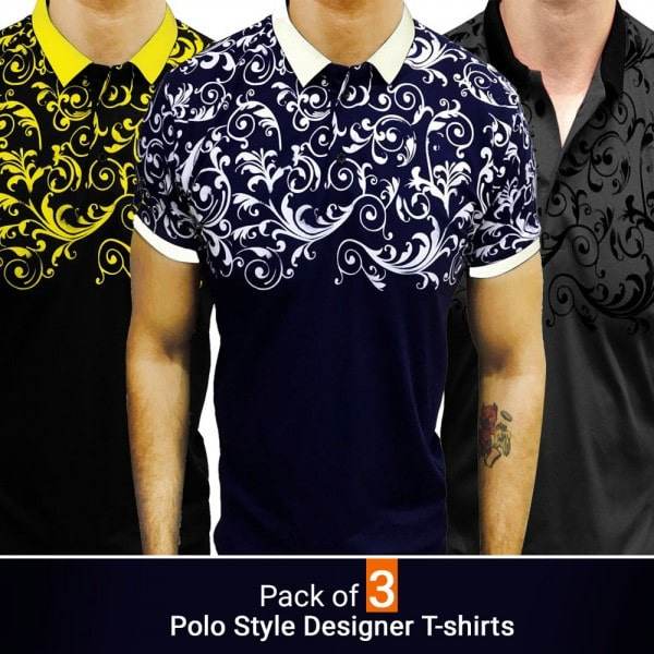 PACK OF 3 POLO STYLE DESIGNER T-SHIRTS - Dubai Offers Today