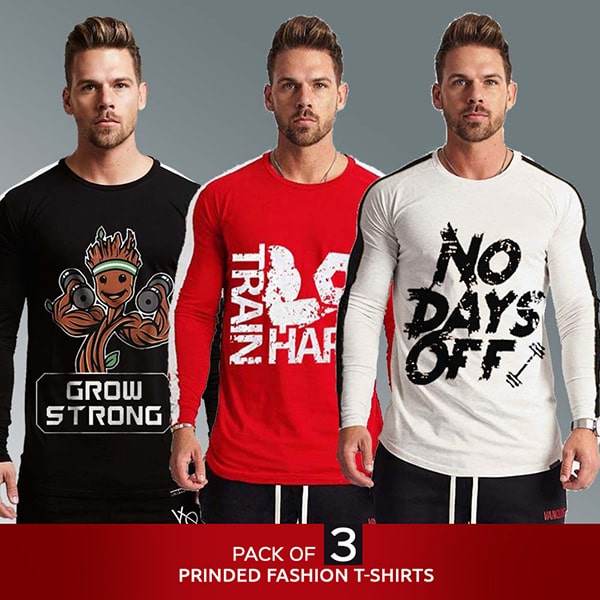 PACK OF 3 PRINTED FASHION T-SHIRTS - Dubai Offers Today